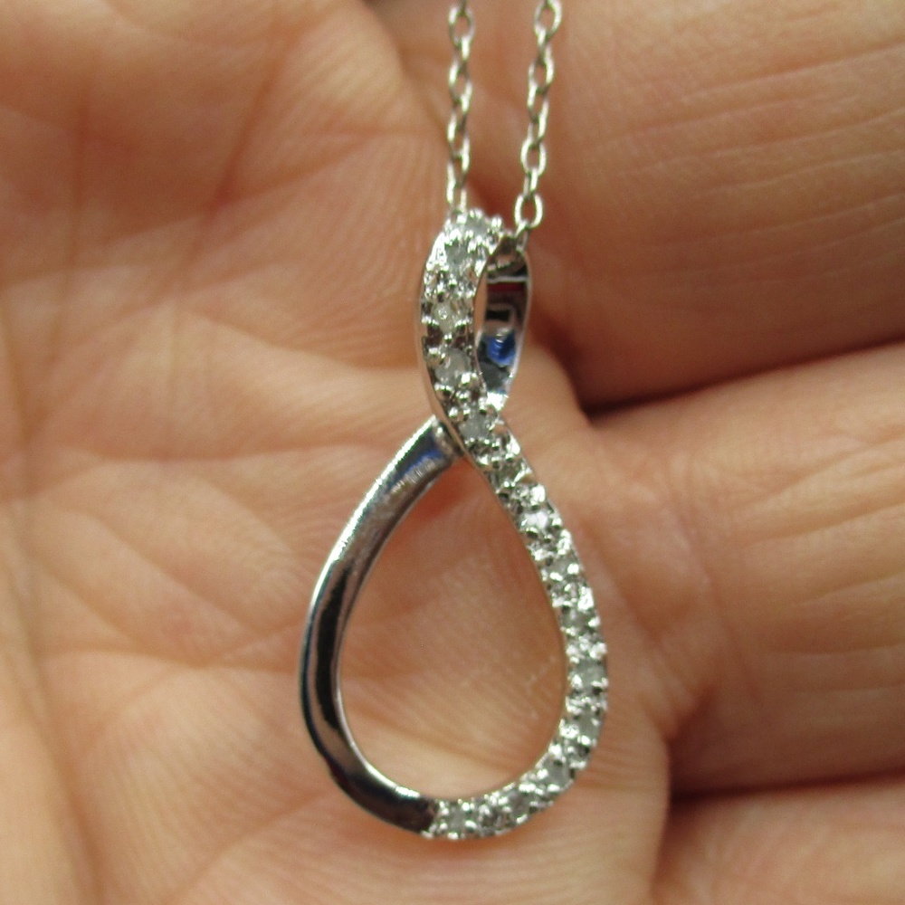 Vintage 18" Sterling Diamond Infinity Necklace